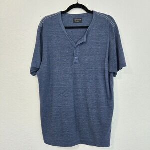 GOODLIFE Mens Blue Heathered Henley T-Shirt Short Sleeve Made in USA X Large